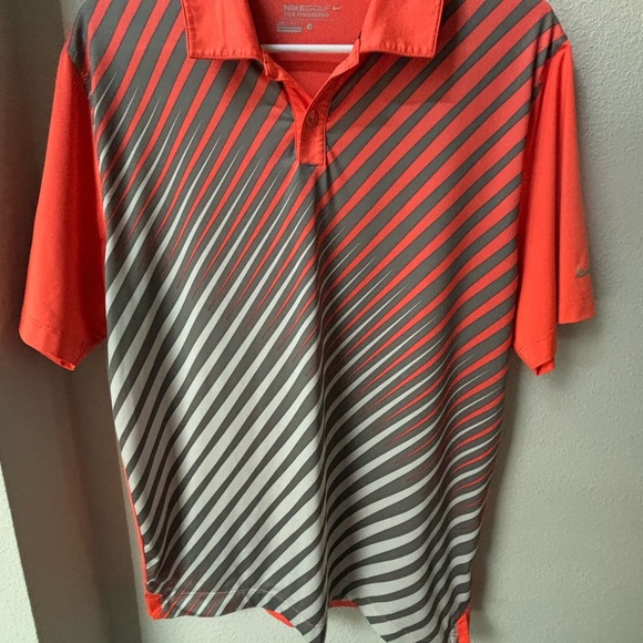 Nike Men's Polo with Diagonal Stripes in Orange and Gray - Picture 2 of 7